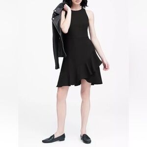 Banana Republic Black Sleeveless Ruffle Layered Dress Size 6 Tall New